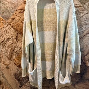 Free People Cream and Tan Cardigan